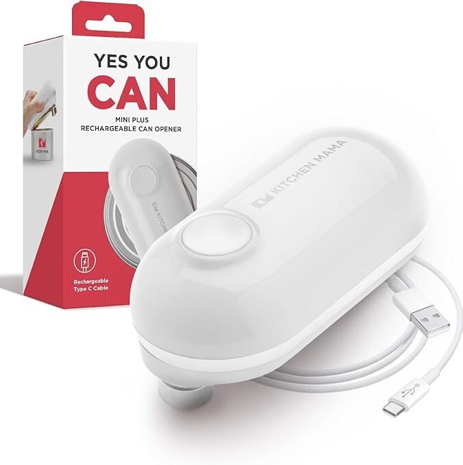 Kitchen Mama Mini Plus Rechargeable Electric Can Opener: Compact Design, USB-C Charging