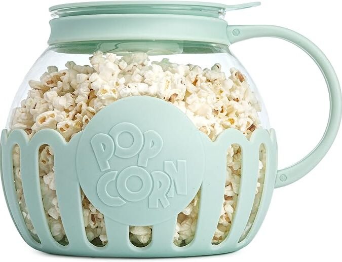 Ecolution Patented Micro-Pop Microwave Popcorn Popper with Temperature Safe Glass, 3-in-1 Lid