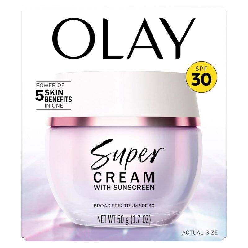 Olay Super Cream with Sunscreen SPF 30, 1.7 oz, Ultra Lightweight Face Moisturizer - Vitamin C & E, Hyaluronic Acid, Niacinamide, Collagen Peptide - Hydrate, Smooth, Brighten, Firm, and Protect - Image 3