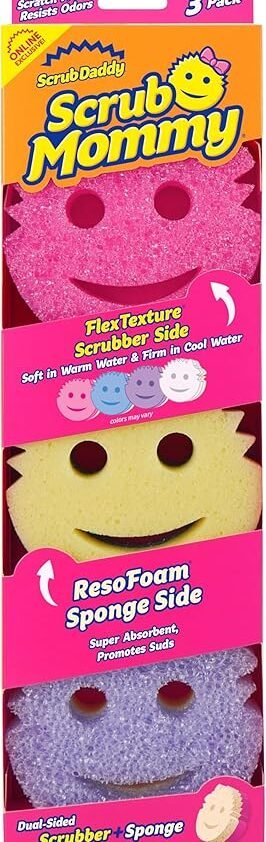 Scrub Daddy Scrub Mommy Sponges - Dish Scrubber + Non-Scratch Cleaning Sponges Kitchen, Bathroom