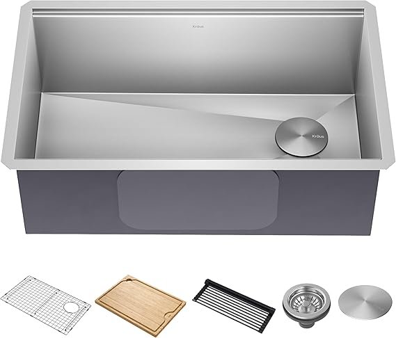 KRAUS Kore Workstation 30-inch Undermount 16 Gauge Stainless Steel Kitchen Sink