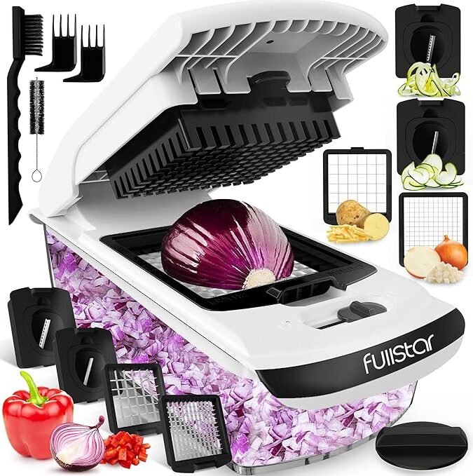 Fullstar Vegetable Chopper and Spiralizer - Food Chopper with Container, Fruit Slicer, Kitchen Gadgets