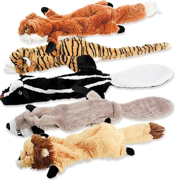 FIREOR Dog Squeak Toys, No Stuffing Plush Dogs Chew Toy for Small Medium Large Breed Chewer Squeaky Pet Supplies