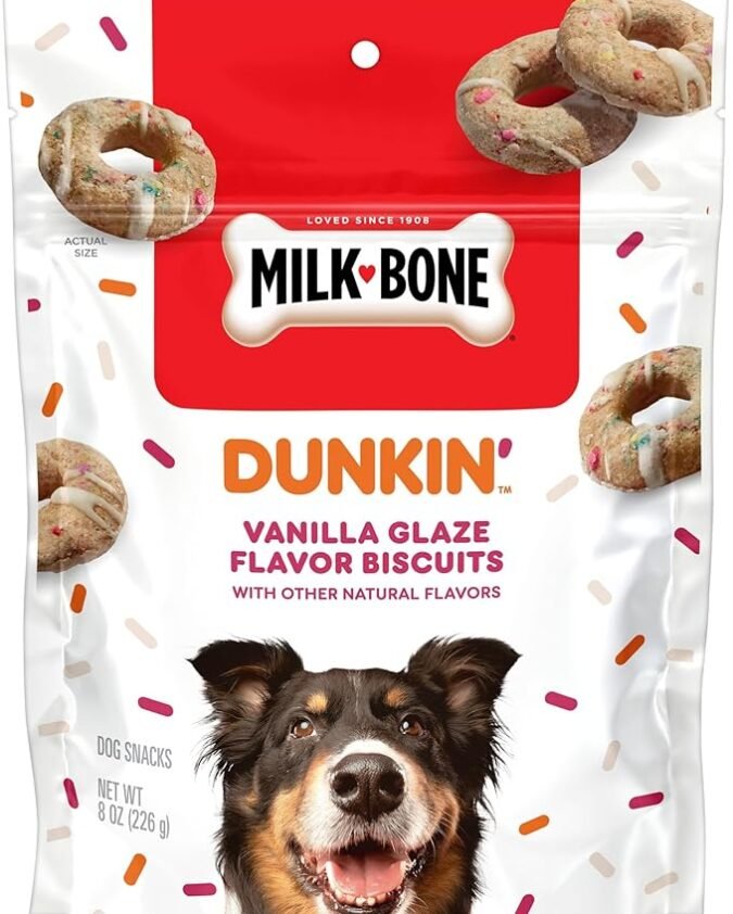 Milk-Bone Dunkin' Vanilla Glaze Flavor Dog Biscuits with Other Natural Flavors, 8 oz Bag