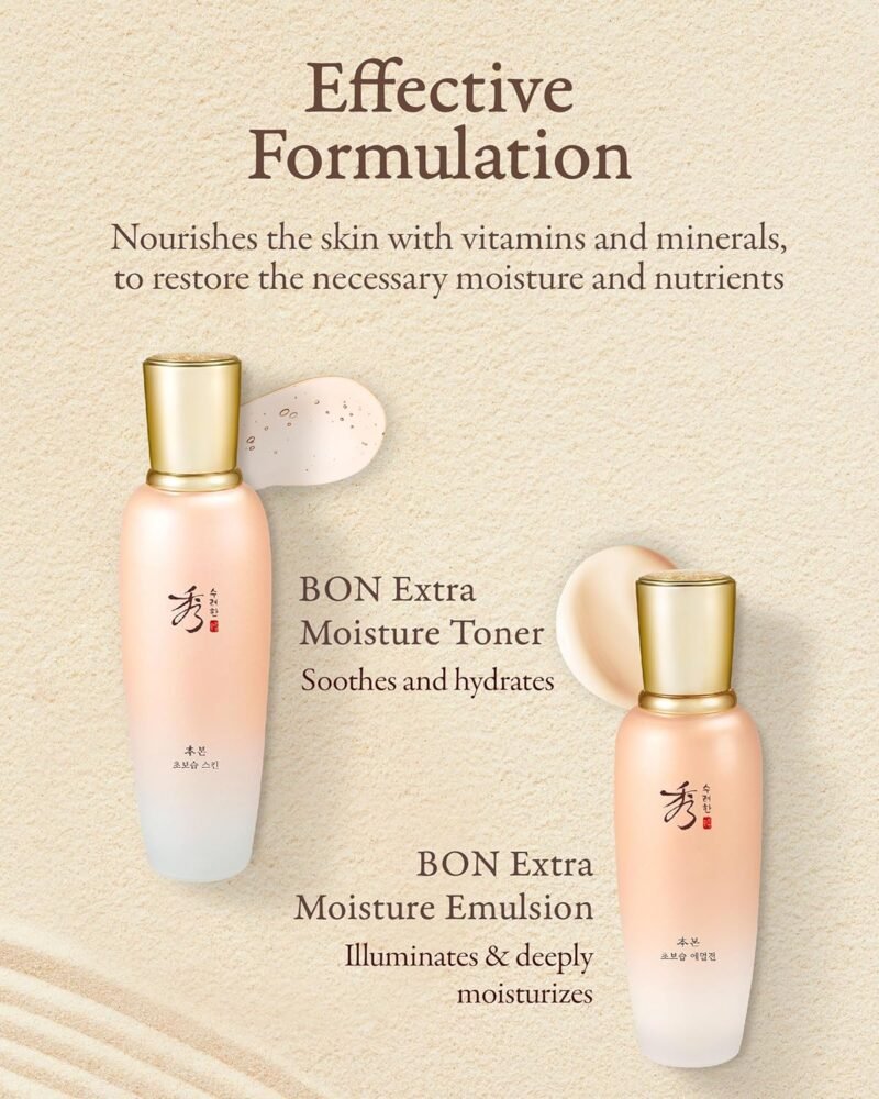 Sooryehan Bon Extra Moisture Korean Skin Care Gift Set (13.01 Fl Oz) - Luxury Premium High-end by LG Beauty. Hydrating Toner, Emulsion Lotion, Cleansing Foam, Eye Cream. - Image 7