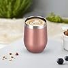 6 Pack 12Oz Stainless Steel Stemless Wine Tumbler Wine Glasses Set with Lid Set of 6 for Coffee Wine for Men Women or Family Party Use (Rose Gold)