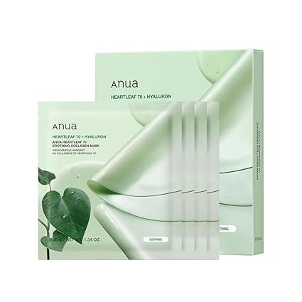 ANUA Heartleaf 70 Soothing Collagen Mask, Overnight Face Mask for Glass Skin, hyaluronic acid