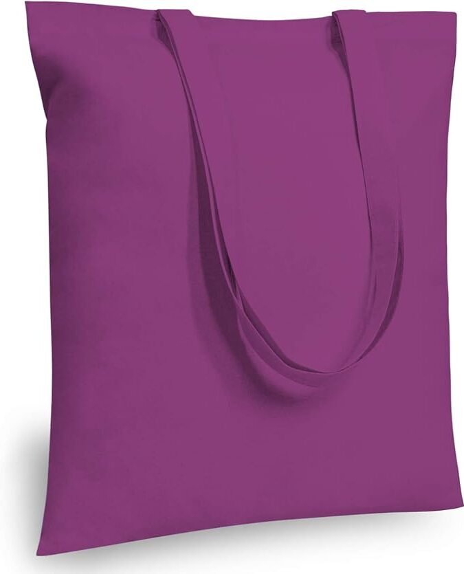TOPDesign 6-Pack Economical 16"x15" Purple Cotton Tote Bag, Lightweight Medium Reusable Grocery Shopping