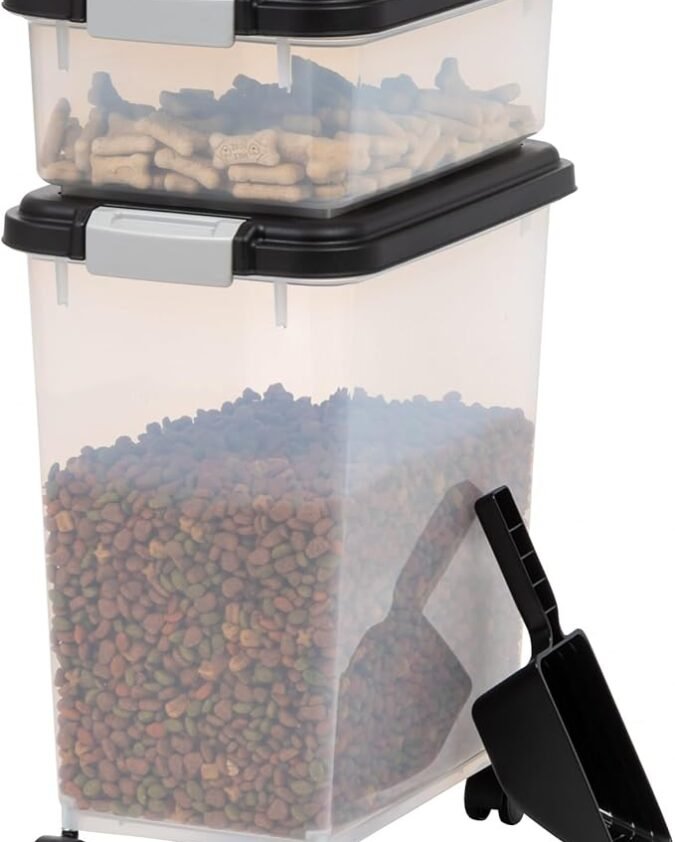 IRIS USA Dog Food Storage Container, 30 lbs & 11 lbs Combo, Cat Food Storage Container, Dog Treat Container