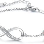 CDE Infinity Heart Birthstone Charm Link Bracelet for Women 925 Sterling Silver