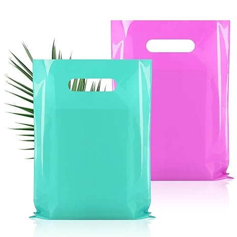 Clear Plastic Bags, 80 Pack 9×12" Plastic Bags with Handles, 3.15Mil Thick Plastic Gift Merchandise Bags For Small Business, Reusable Retail Boutique Bags for Shopping, Store, Wholesale, Gifts