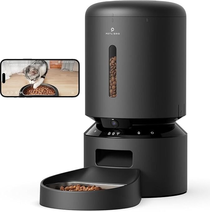 PETLIBRO Automatic Cat Feeder with Camera, 1080P HD Video with Night Vision, 5G WiFi Pet Feeder with 2-Way Audio, Low Food & Blockage Sensor