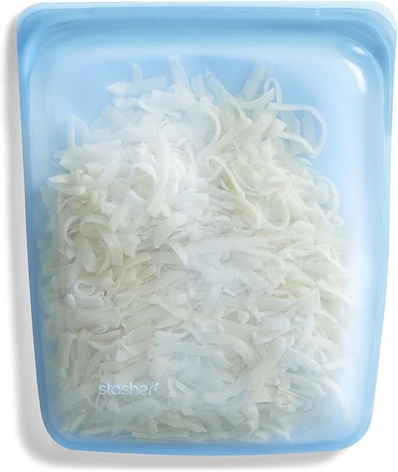 Stasher Premium Silicone Reusable Food Storage Half Gallon Bag, Blue, Microwave