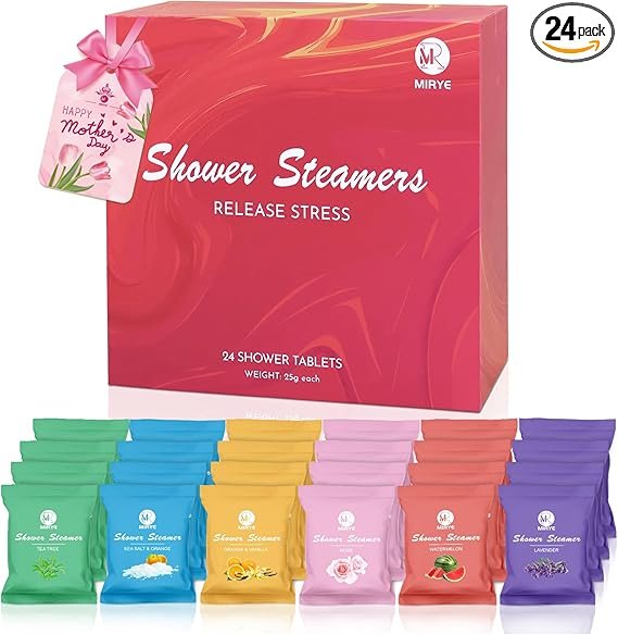 Shower Steamers Aromatherapy for Women and Men, 24-Pack Organic Shower Bombs with Essential Oil