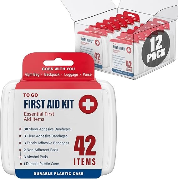 DecorRack 500 Piece First Aid Kit, 12 Individual Boxes of 42 Items Each, First Aid Kit for Car, Home, School, Office
