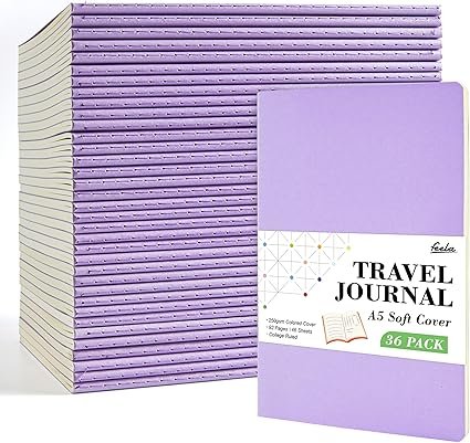 feela 36 Pack Soft Cover Journal Bulk, Lined Blank Travel Journal for Women Men Writing, Notebooks College Ruled for Work