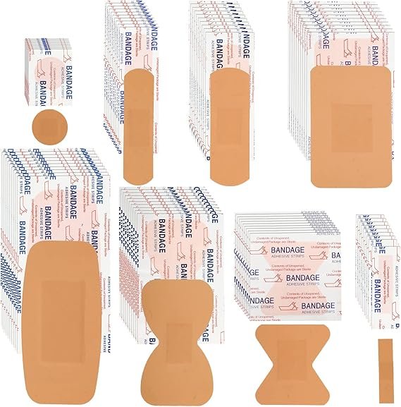 Lounsweer 720 Pcs Assorted Bandages Variety Styles Flexible Fabric Adhesive Breathable Fingertip Knuckle Spot Bandages Bulk Waterproof for Arms