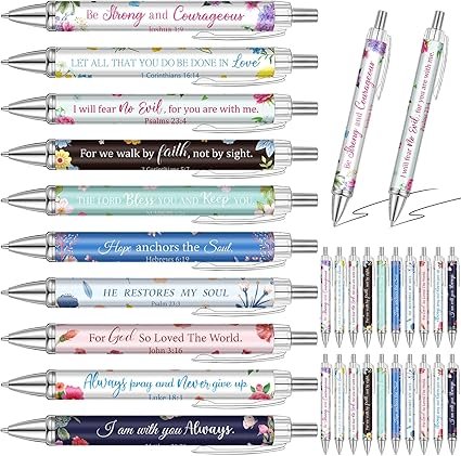 50 Pcs Bible Verse Ballpoint Pens Christian Gift Inspirational Quotes stuff Funny Ballpoint Retractable Ink Pens for Women Men Colleague Coworker Office(Luxuriant Flowers)