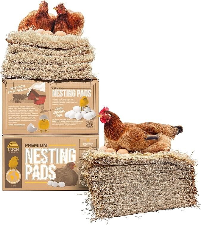 Eaton Pet and Pasture, Premium Laying Hen Nesting Pads, USA Grown & Sustainably Harvested, 13 x 13 (10 Pack)